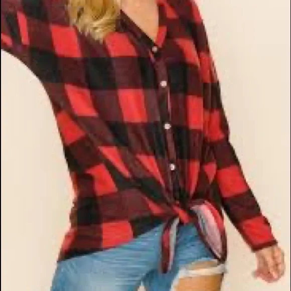 Bibi brand. NWT (boutique). Red and black buffalo check - Picture 4 of 5